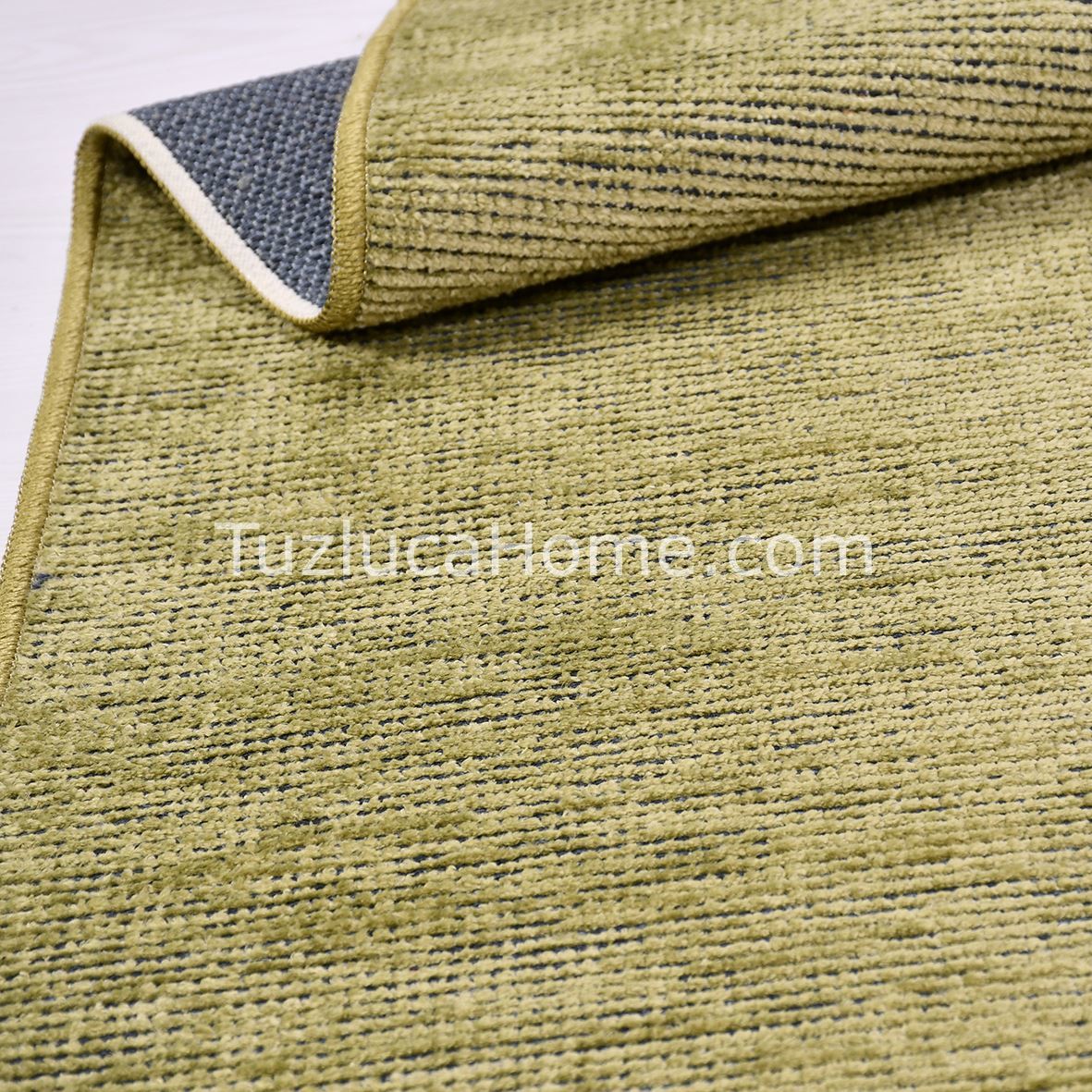 Tuzluca Home Yıkanabilir Sade Dokuma Kilim Özel Ölçü Yeşil
