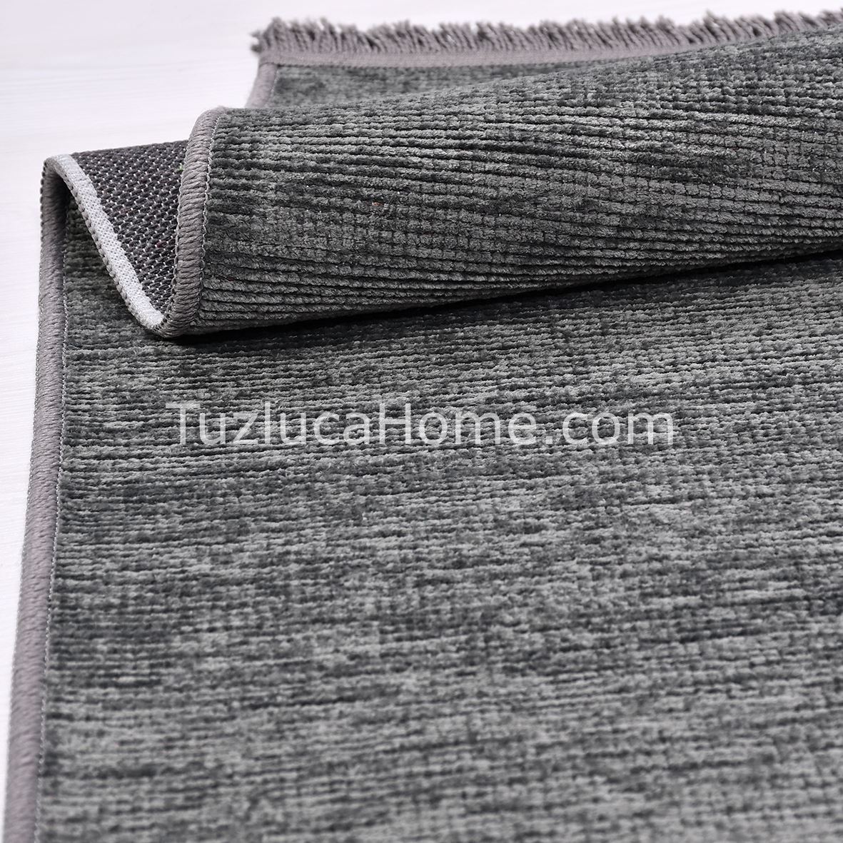 Tuzluca Home Yıkanabilir Sade Dokuma Kilim Özel Ölçü Antrasit