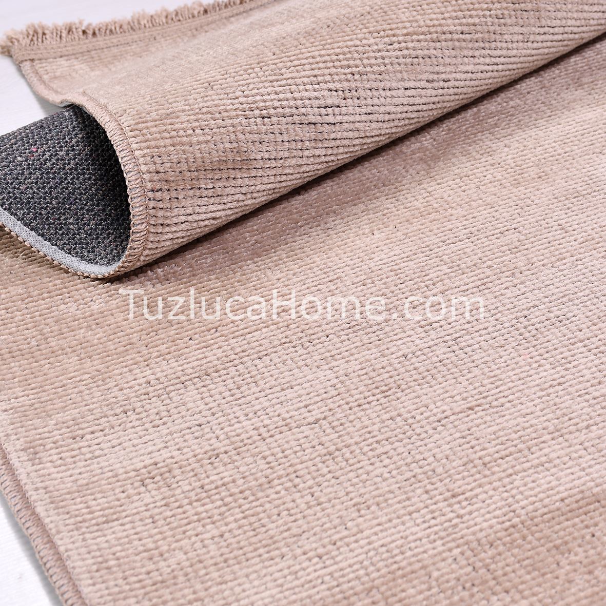 Tuzluca Home Yıkanabilir Sade Dokuma Kilim Özel Ölçü Vizon