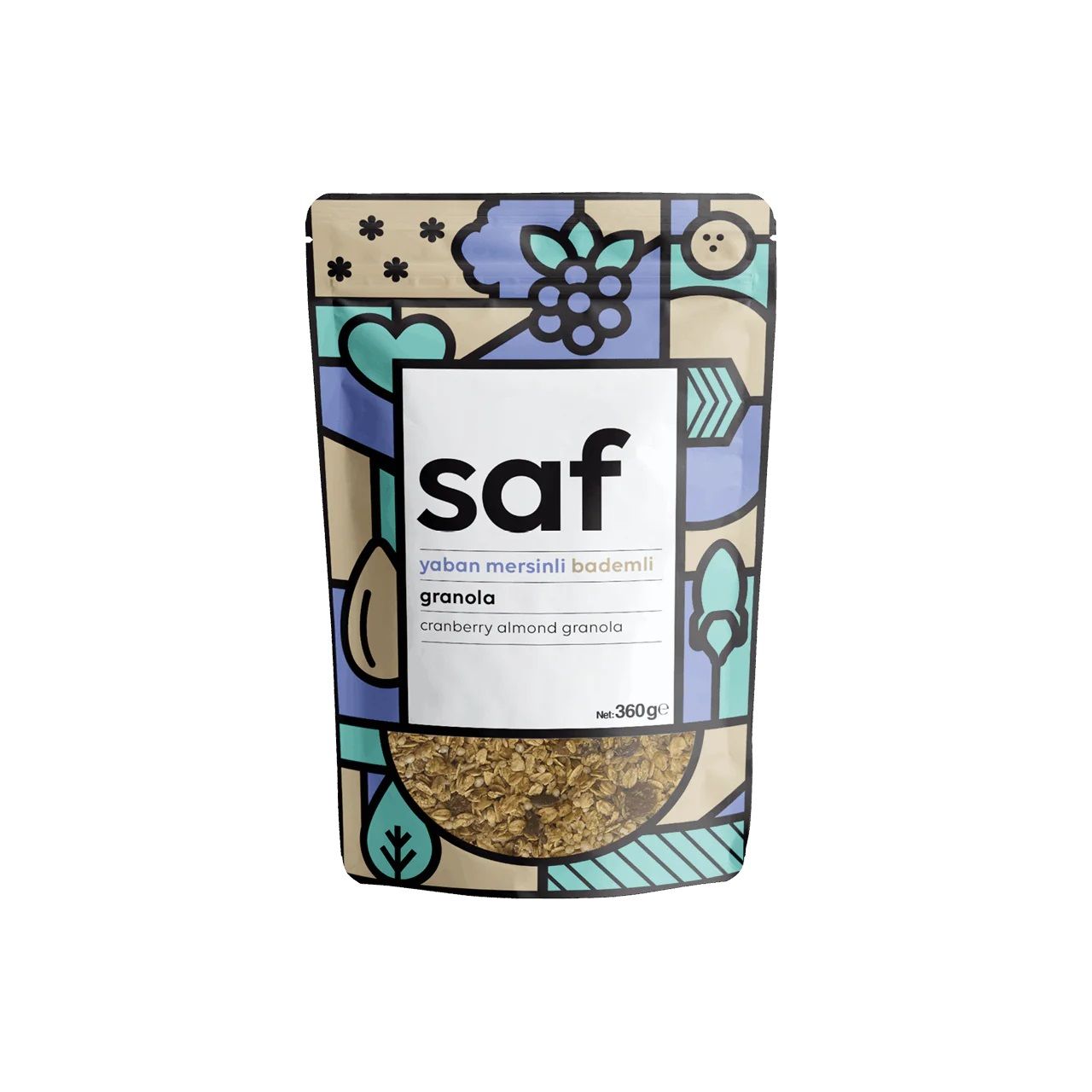 Saf Yaban Mersinli Bademlı Granola 360 Gr