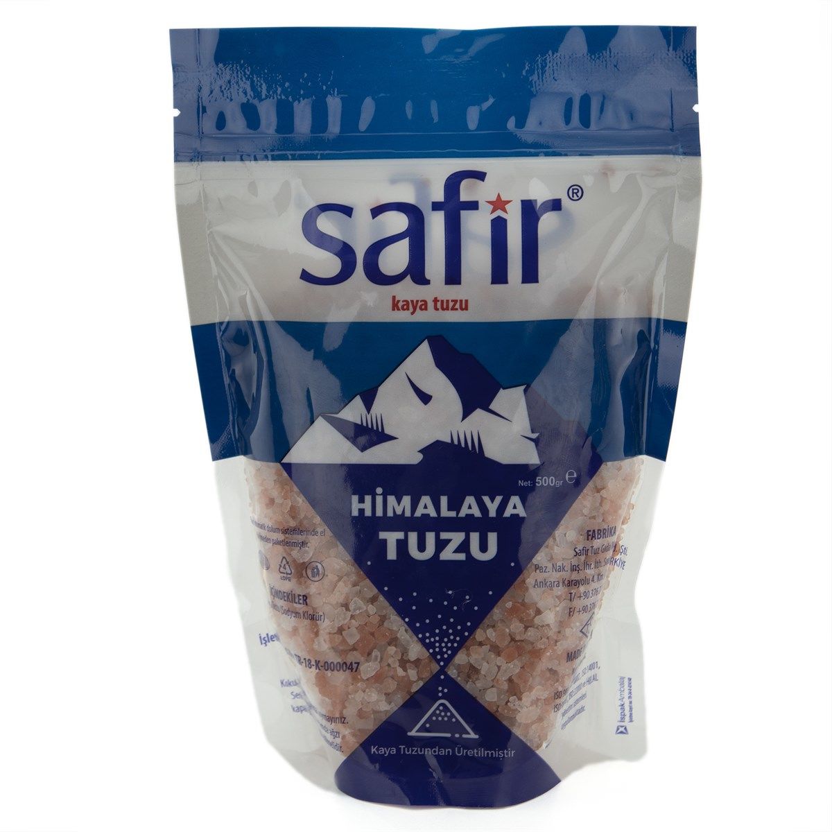 Safir Doypack Paket Öğütme Himalaya Tuz 500 Gr