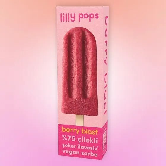 Lily Pops Çilekli Vegan Sorbe Dondurma, 70 gr