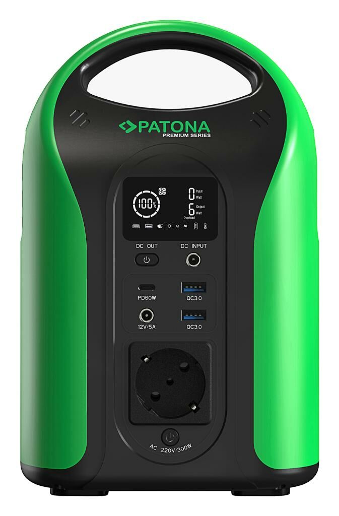 Patona 9990 Premium Taşınabilir Güç İstasyonu Outdoor 300 - 300W/220V USB5V/3A QC3.0 DC12V/5A (Patona 2640 Premium GAN PD65W Adaptör Hediye)