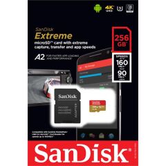 Sandisk 256GB MicroSDXC Extreme 160MB/s UHS-I V30 U3 A2 Hafıza Kartı