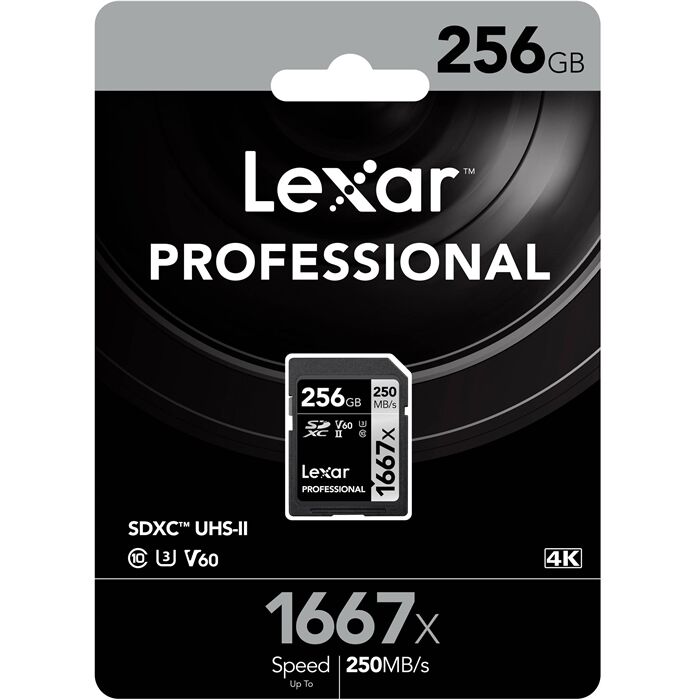Lexar 256GB 1667x 250MB/s UHS-II V60 SDXC Hafıza Kartı