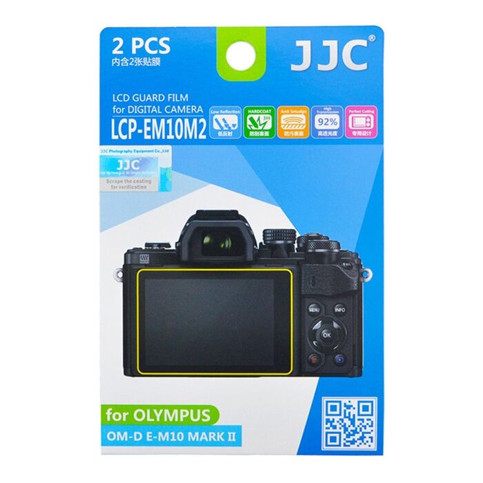 JJC LCP-EM10M2 LCD Ekran Koruyucu Film 2'li Paket (Olympus E-M1/M1 II/M5/M5 II/M10/M10 II/M10 III, PEN-F, E-P5,/PL7/PL8/PL9)