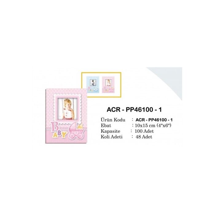 ACR 10x15cm Pencereli Bebek Albümü 100'lük (Pembe)