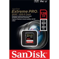 Sandisk 128GB SDXC Extreme Pro 300MB/s UHS-II V90 Hafıza Kartı