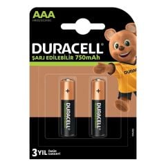 Duracell AAA 750 mAh Ni-MH Şarjlı İnce Kalem Pil (2'li Paket)