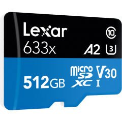 Lexar 512GB 633X 100MB/s SD Adaptörlü MicroSDXC Hafıza Kartı