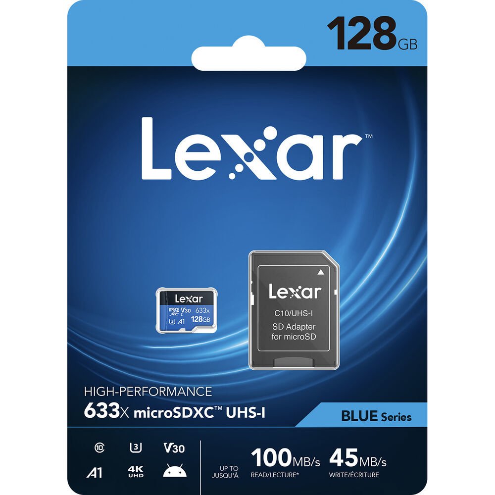 Lexar 128GB 633X 100MB/s SD Adaptörlü MicroSDXC Hafıza Kartı