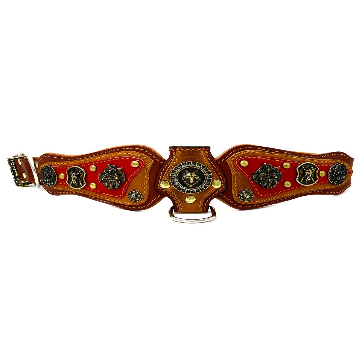 Brown The ''Viking'' Leather Dog Collar