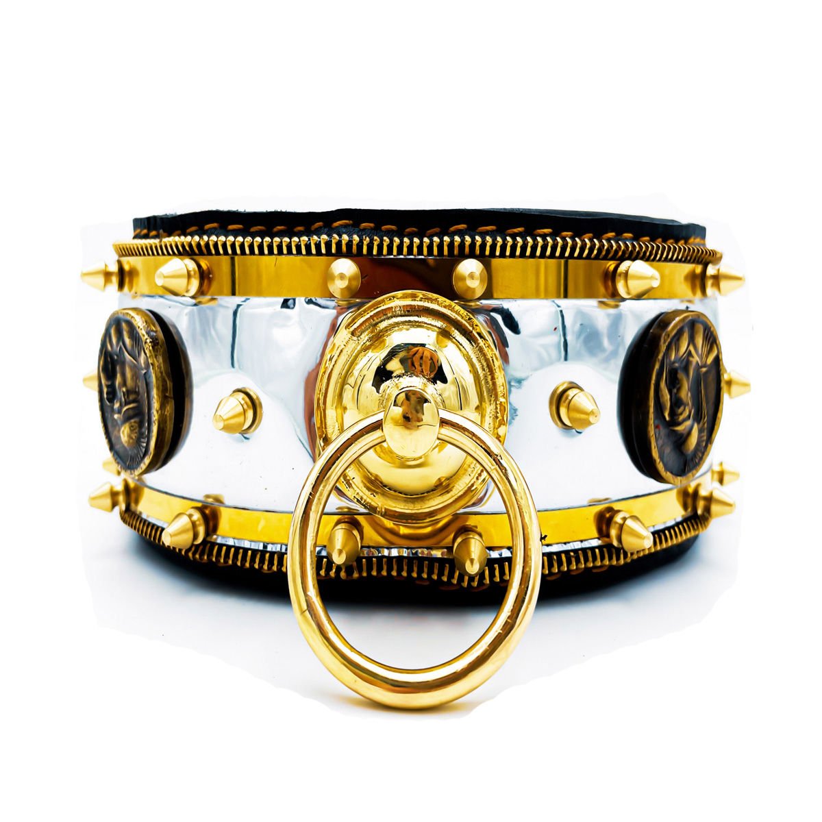 Yellow ''Evenstar'' Reflected Leather Dog Collar