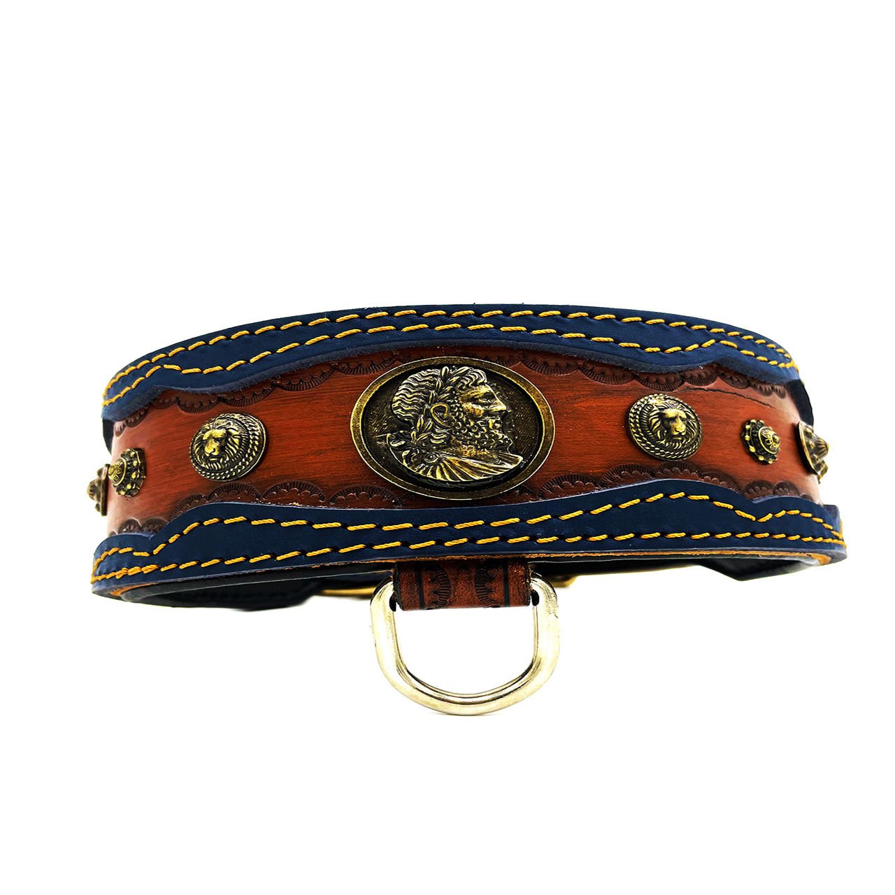 Brown ''Ancient Rome'' Leather Dog Collar