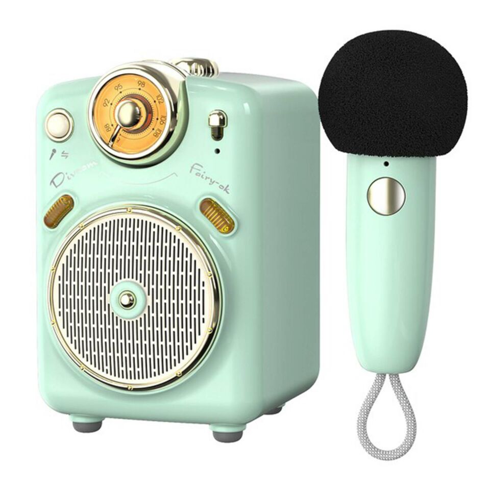 Divoom Fairy-OK Karaoke Mikrofonlu FM Radyolu Taşınabilir Bluetooth Hoparlör Yeşil