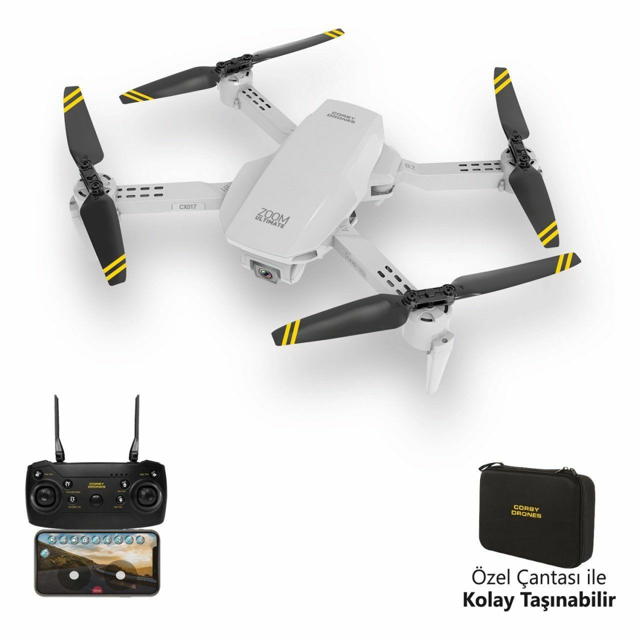 Corby Cx017 Çift Kameralı Katlanabilir Drone Beyaz