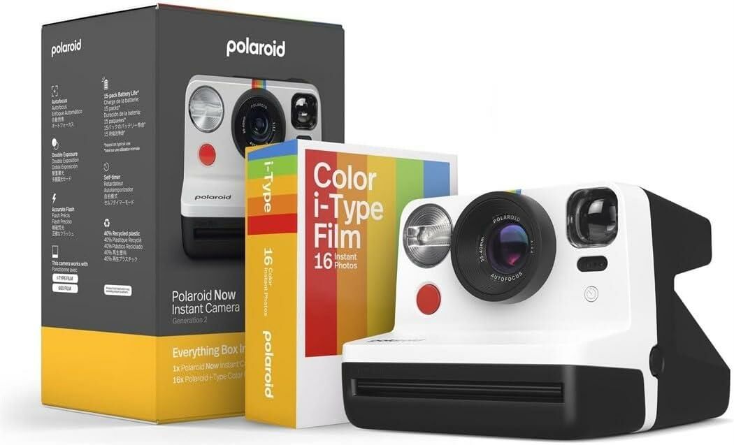 Polaroid Now Generation 2 Instant Bundle - Siyah & Beyaz Fotoğraf Makinesi + Film