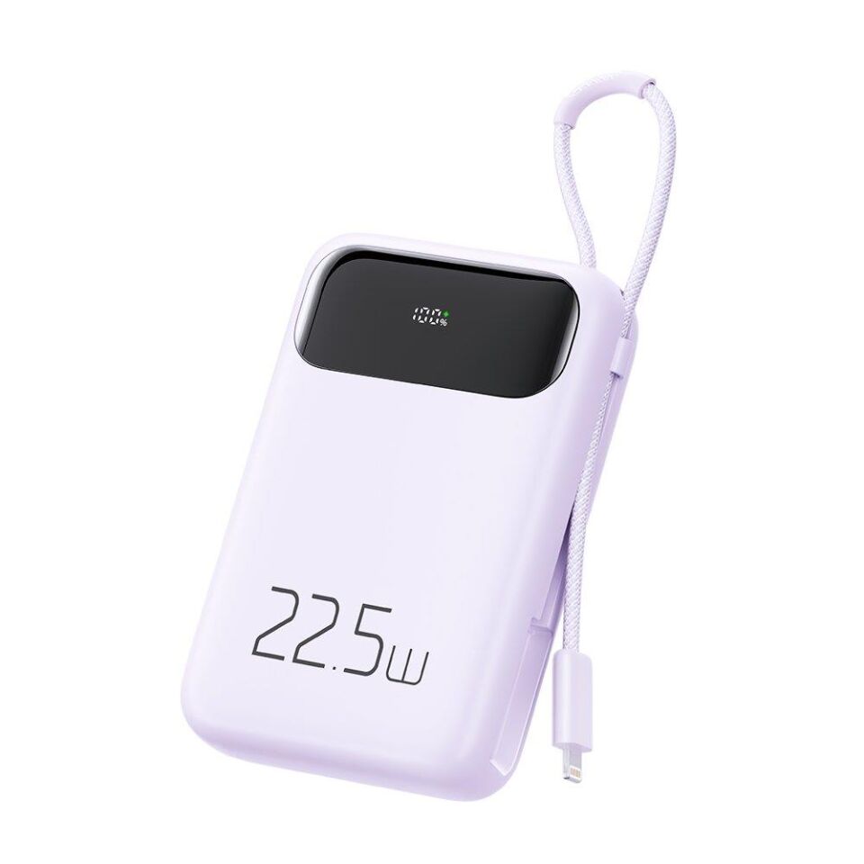 Mcdodo MC-3255 22.5W PD+QC 10000 mAh Powerbank & iPhone Şarj Kablosu - Mor