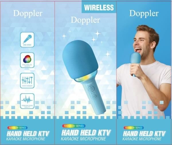 Doppler Rainbow Karaoke Mikrofon Mavi