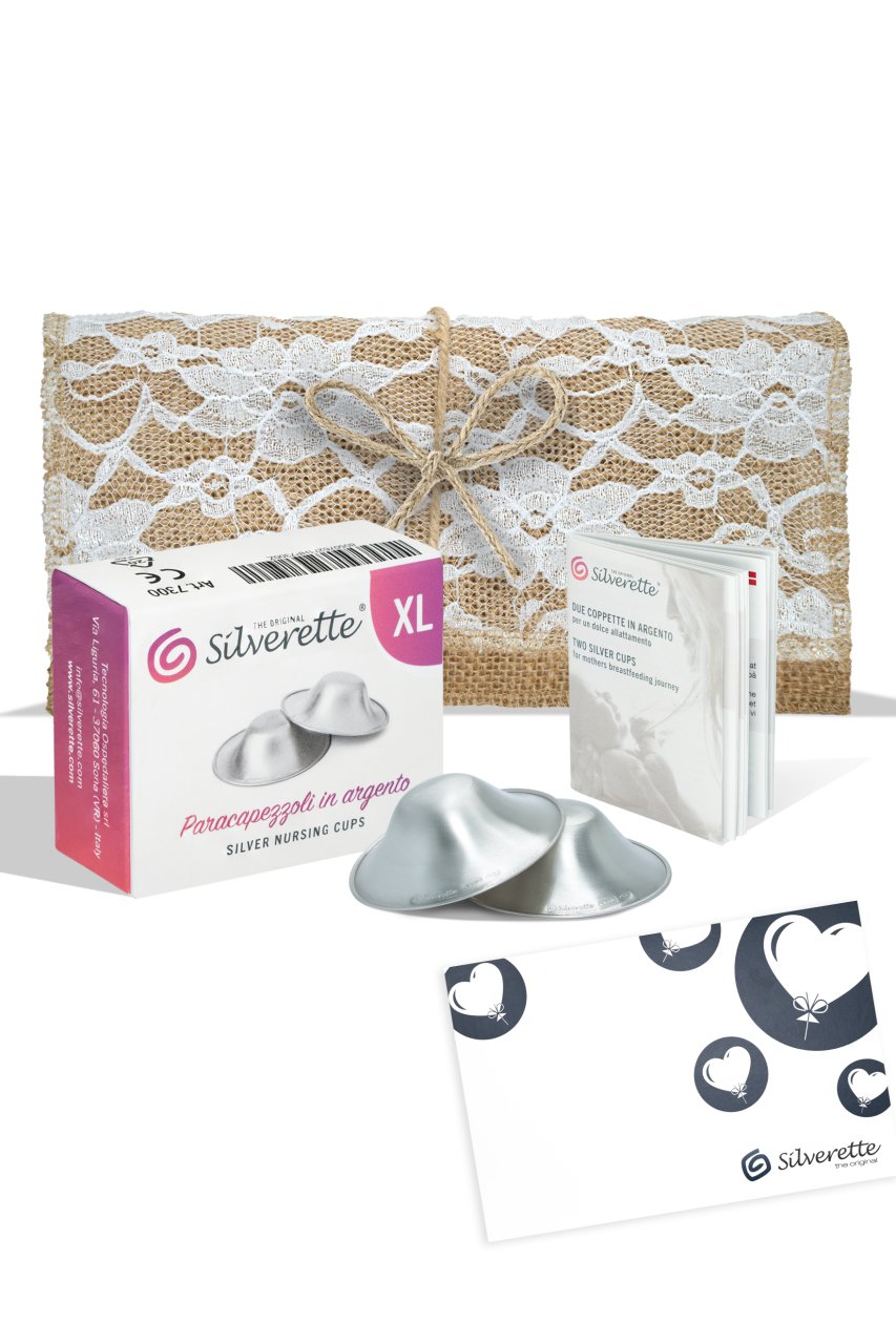 Silverette® XL Hediyelik Paket Gümüş Göğüs Ucu Koruyucu Kapakları Silverette® XL Hediyelik