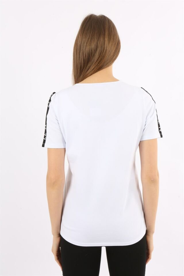 Baskılı Kısa Kollu T-shirt M - Beyaz - Siyah