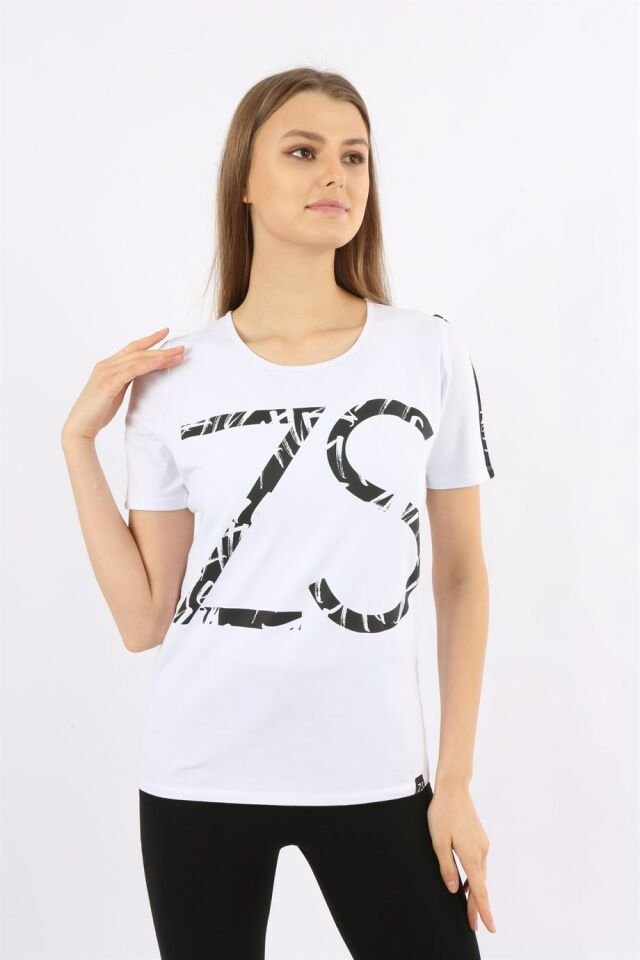 Baskılı Kısa Kollu T-shirt M - Beyaz - Siyah