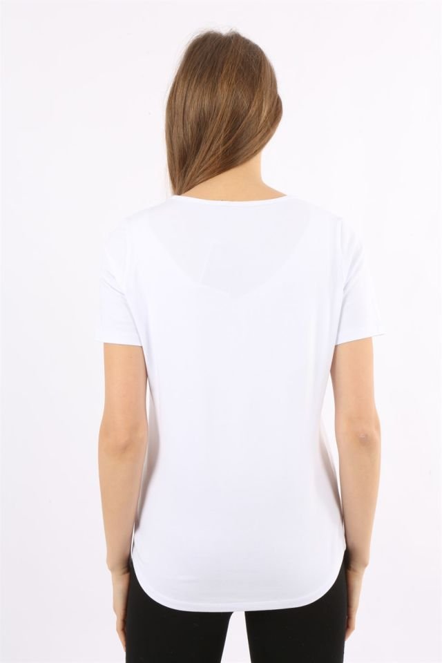 Baskılı Kısa Kollu T-shirt XL - Beyaz