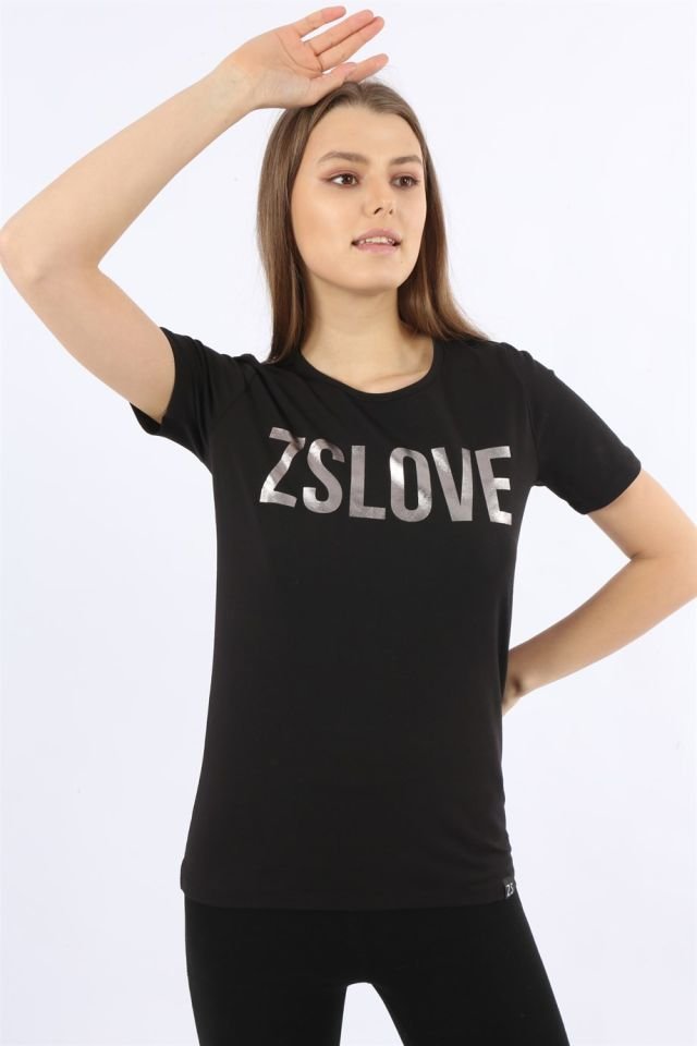 Baskılı Kısa Kollu T-shirt M - Siyah