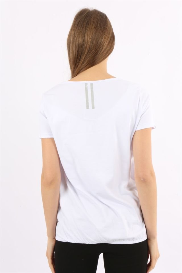 Baskılı Kısa Kollu T-shirt XL - Beyaz - Yeşil