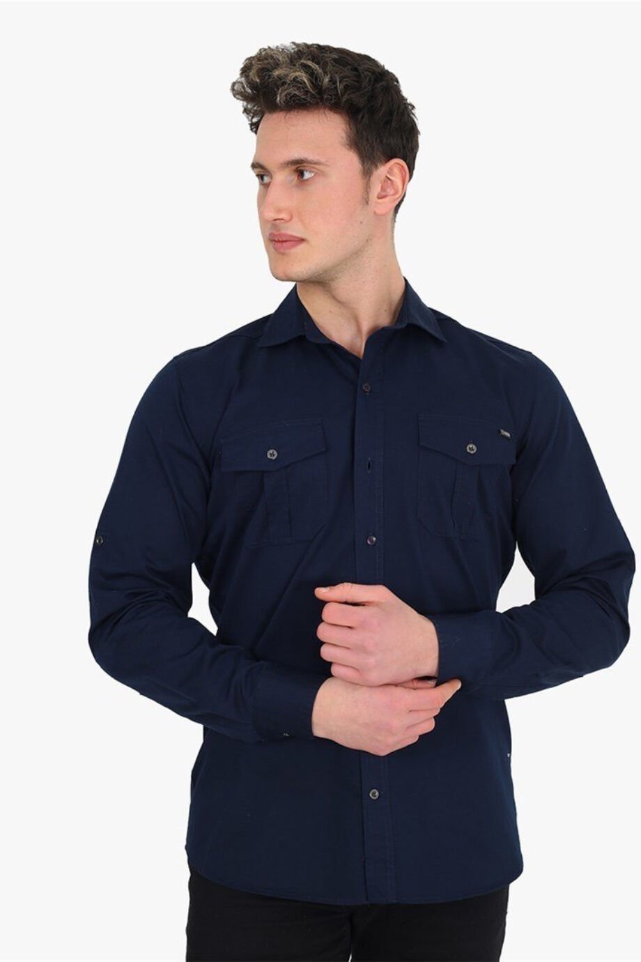 Regular Fit Gabardin Erkek Gömlek Lacivert - XXL