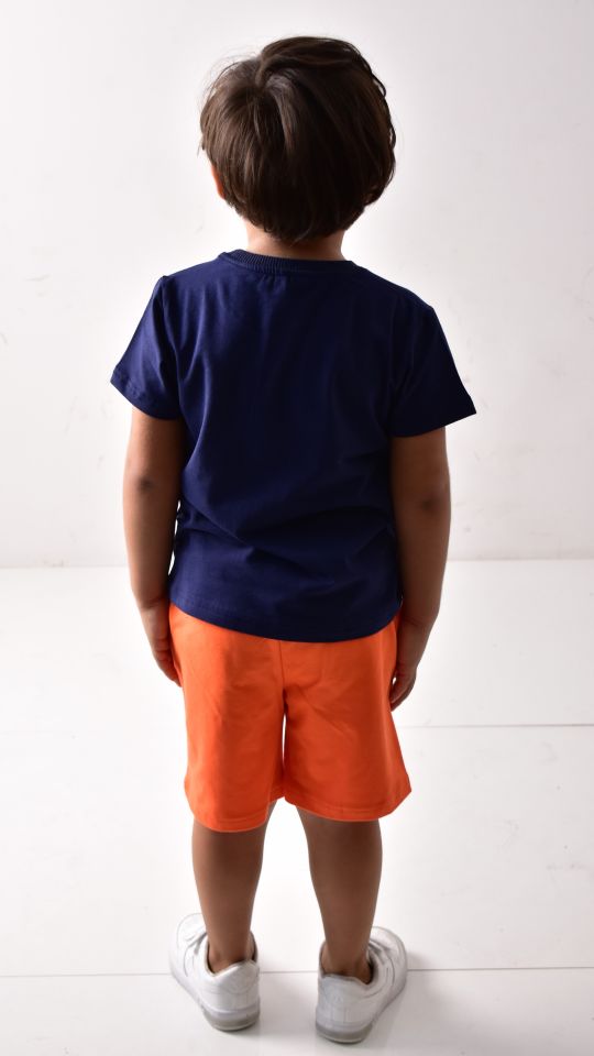 Erkek Çocuk Baskılı T-shirt Şort Takım Lacivert - 9-10 Yaş