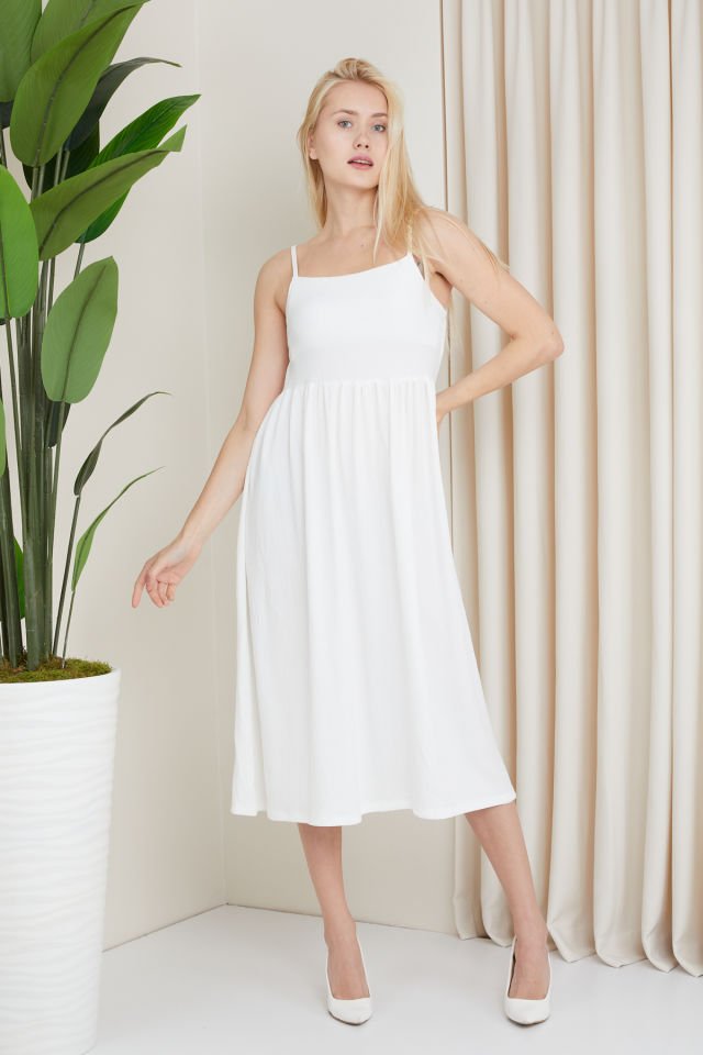 Kadın Askılı Elbise Kırık Beyaz - L