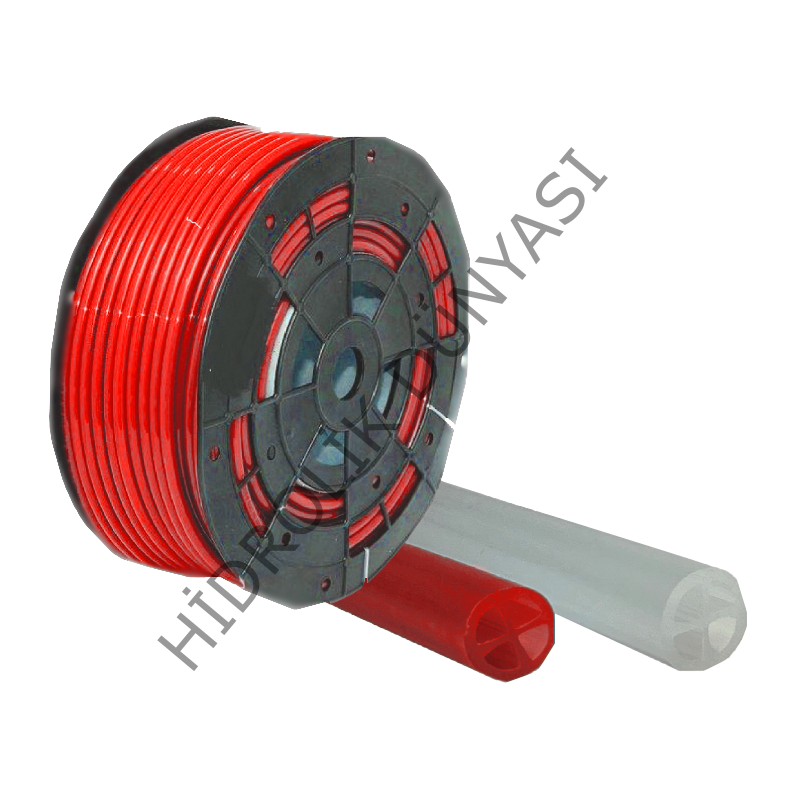 Yüksek Basınçlı Pnömatik Hortum Kırmızı Polietilen 55.34bar (8x5.5mm)
