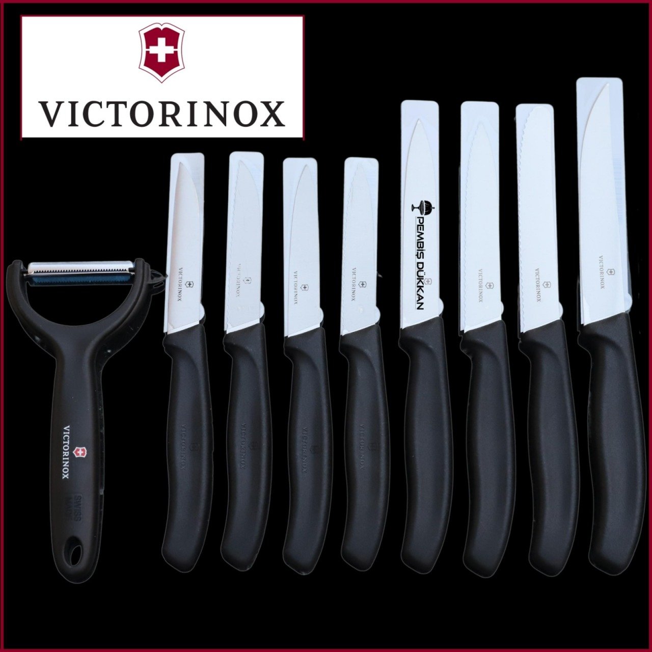 VİCTORİNOX 9LU SİYAH SOYACAKLI BIÇAK SET