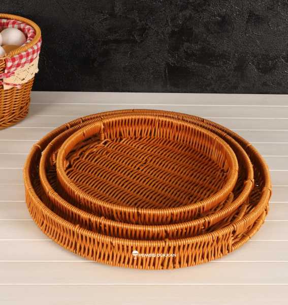 3LÜ RATTAN YUVARLAK TEPSİ