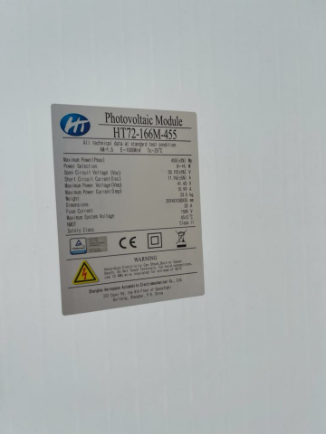 Ht solar 455w watt monokristal güneş paneli ht solar a - (eksi)