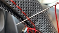Dikmeli Direksiyon Kılıfı Hava Delikli Mum İpli Siyah Renk Kırmızı Dikişli Renault Talisman