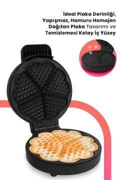 Jelly Inox 1000 Watt Taşmayı Önleyen Derin Plakalı Aşırı Isınmaya Dayanıklı Waffle Makinesi