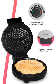 Jelly Inox 1000 Watt Taşmayı Önleyen Derin Plakalı Aşırı Isınmaya Dayanıklı Waffle Makinesi