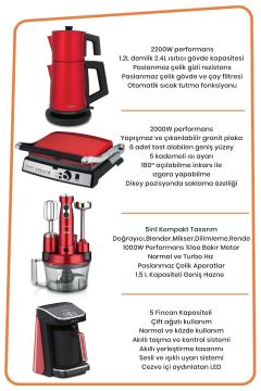 Platinium Kırmızı  Avantajlı Elektronik Evlilik Paketi Elektrikli Mutfak Çeyiz Seti