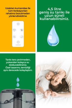 45075 Ekranlı Aroma Fonksiyonlu 4.5L Buharlı Hava Nemlendirme Cihazı