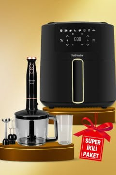 Avantajlı İkili Set XL Airfryer Hava Fritözü 1500 Watt 1.5 Litre 3in1 Multi Blender Set