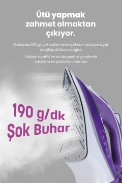 Deluxe 3000 Watt Seramik Tabanlı Profesyonel Turbo Boost Özellikli 190 gr Etkili Şok Buharlı Ütü