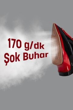 Airjet 2400 Watt Seramik Tabanlı Geniş Su Tanklı 170 gr Etkili Şok Buharlı Ütü