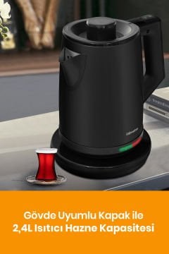 Siyah Avantajlı Ikili Set Paketi Paslanmaz Çelik Çay Makinesi Ve Su Isıtıcısı Tost Izgara Makinesi
