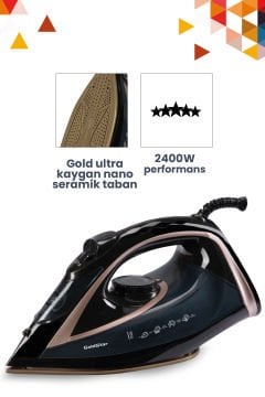 ST7601G 2400 Watt Seramik Tabanlı 170 gr Etkili Şok Buharlı Ütü Gold