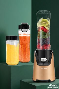 2 Adet Lifemix Buz Kırma Özellikli Gold 2 Adet Bpa Free Tritan Şişeli Kişisel Personal Smoothie Blender