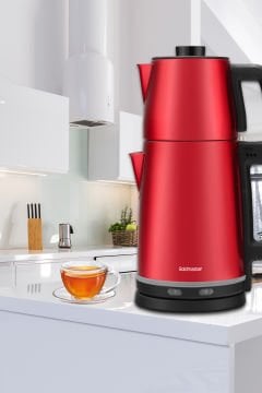 Chaidem Xl 2200 Watt Paslanmaz Çelik Damlatmaz Çelik Çay Makinesi Ve Su Isıtıcısı Kırmızı