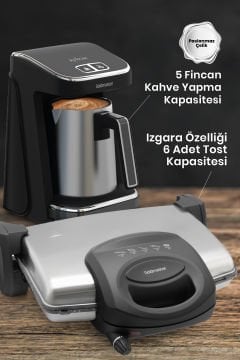 Inox Avantajlı Ikili Set Paketi Paslanmaz Çelik Türk Kahve Makinesi Tost Izgara Makinesi