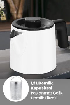 Süt Beyazı Avantajlı İkili Set Paketi Çelik Çay Makinesi Ve Su Isıtıcısı Tost Izgara Makinesi